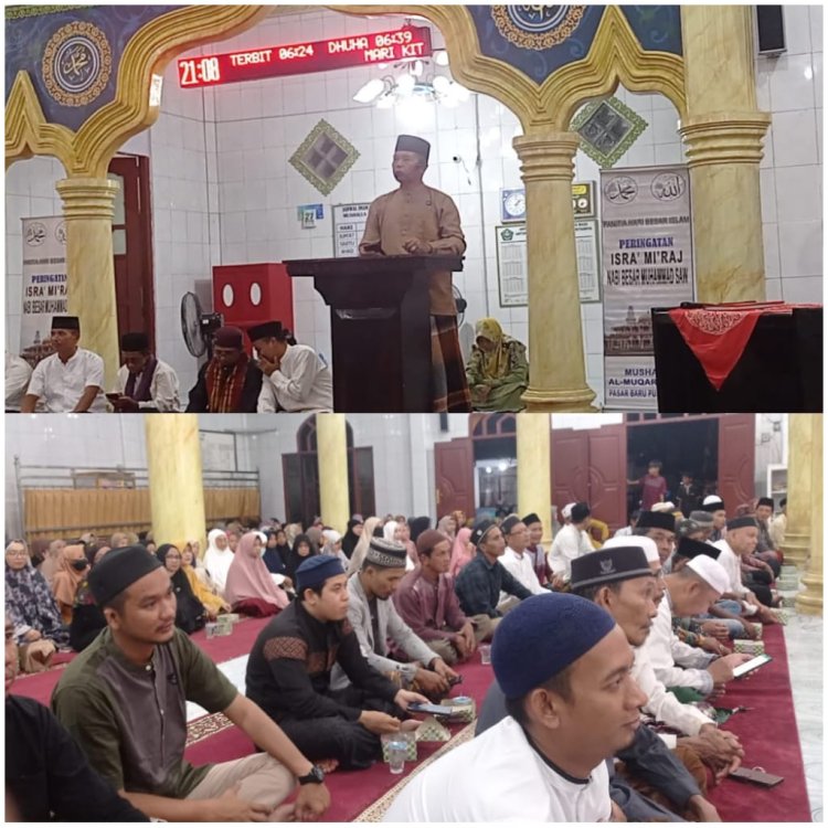 Kapolsek Reteh Hadiri Peringatan Isra' Mi'raj di Mushola AL-MUQARRABIEN dan Memberikan Pesan untuk Menjaga Pemilu Damai