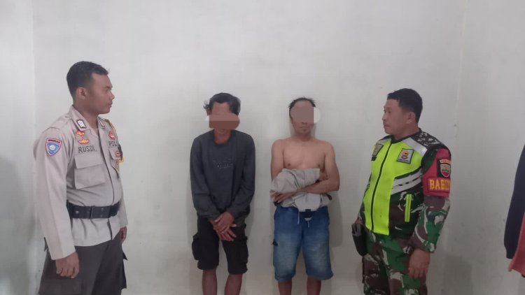 Babinsa dan Bhabinkamtibmas Amankan Bandar Sabu Saat Patroli Karhutla di Pelalawan