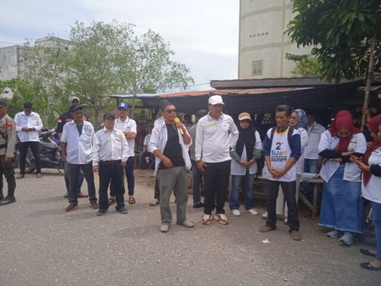 Relawan BiJaK Bermarwah Blusukan ke Pasar Sungai Bakau Kampanyekan Jargon BiJaK
