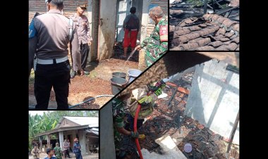 Babinsa dan Damkar Sigap Padamkan Kebakaran di Sambi Boyolali