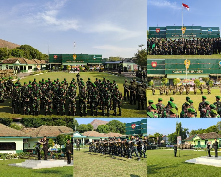 HUT TNI ke-80 di Kodim 0725/Sragen Berlangsung Khidmat, Dandim Sampaikan Amanat Panglima TNI