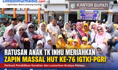 Ratusan Anak TK Inhu Meriahkan Zapin Massal HUT IGTKI-PGRI