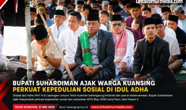 Bupati Suhardiman Ajak Warga Kuansing Perkuat Kepedulian Sosial di Idul Adha