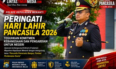 Upacara Hari Lahir Pancasila 2026 di Polres Kepulauan Meranti Berlangsung Khidmat, Teguhkan Nilai-Nilai Kebangsaan