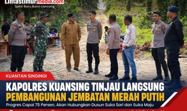 Jembatan Merah Putih Sungai Kuning Segera Tuntas, Kapolres Lakukan Monitoring