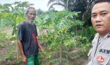 Manfaatkan Lahan Pekarangan Menjadi Produktif, Bhabinkamtibmas Polsek Pangkalan Kerinci Sambangi Warga Guna Dukung Ketahanan Pangan