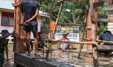 Kades Pangkalan Terap Puji Langkah Cepat Satgas TMMD Ke-129 Hadirkan Sarana MCK Modern bagi Warga   