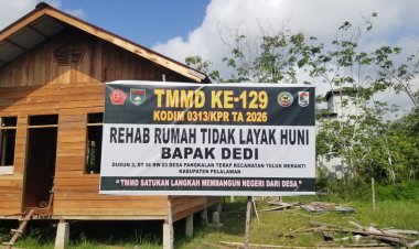Meski Terkendala Bahan Material,Pembangunan RTLH Rumah Pak Dedi di Desa Pangkalan Terap Capai Progres 70 Persen